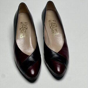 7.5 AAA Salvatore Ferragamo Two-tone black with brown leather pumps